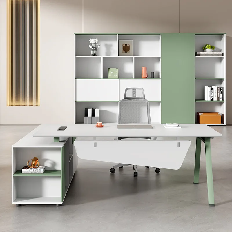 

Зеленый стол босса, офисная мебель, простой современный класс, настольный светильник, роскошный стол для руководителей старшего смысла