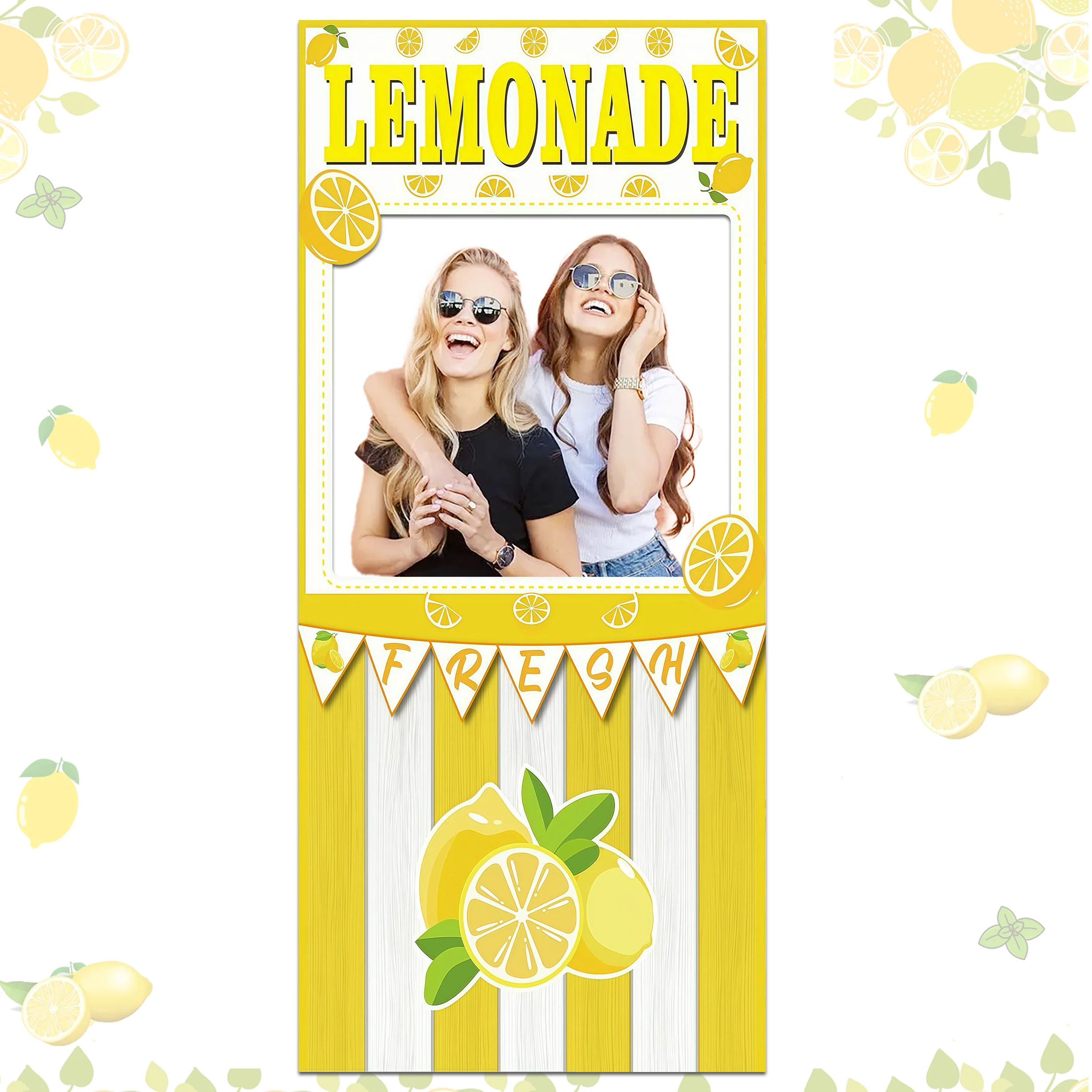 Decoración para Cabina de Fotos con Temática de Limonada Fresca, Decoración para Cabina de Fotos con Temática de Limón para Puesto de Limonada, Cumpleaños, Baby Shower y Eventos Tropicales