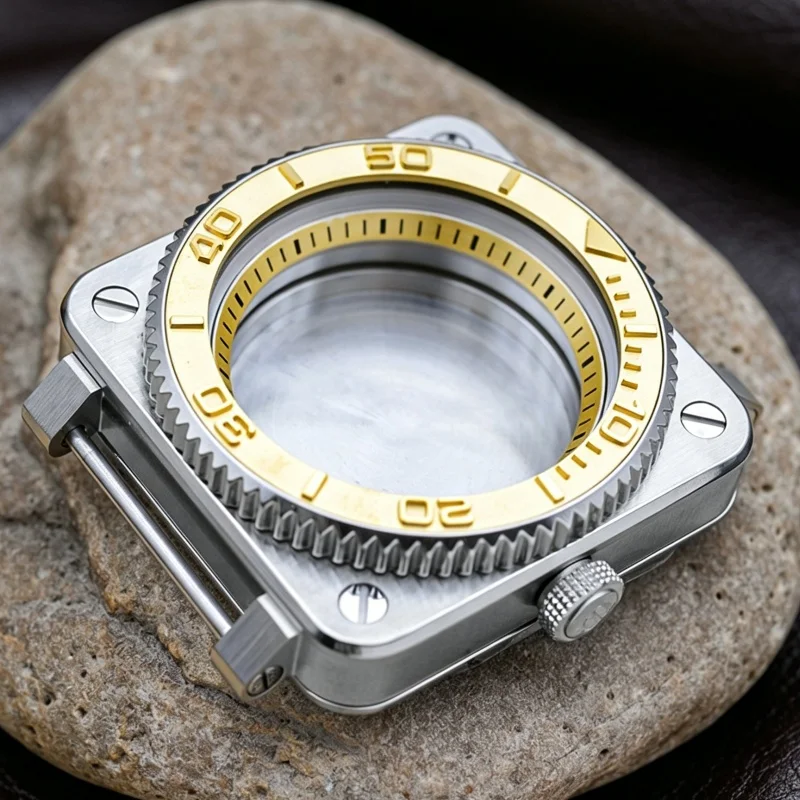 Silver Square Stainless Steel Watch Case Sealed Back Cover Fit NH35 NH36 4R 6R 7S26 Movement SKX007 Diver Replacement Case