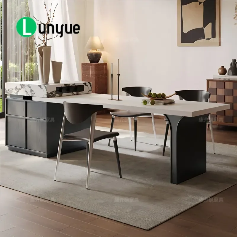Medieval Style Retractable Kitchen Island Table Multi Functional Storage Furniture for Open Kitchen Household Use Space