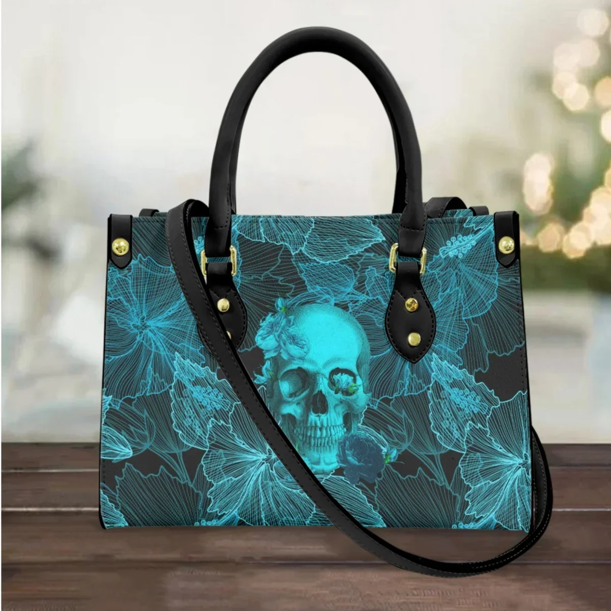 

Skull Floral Pattern Women's Handbags Casual Cross Body Bags Fashion Leather Female Messenger Bags Woman Vintage Bolsa Feminina