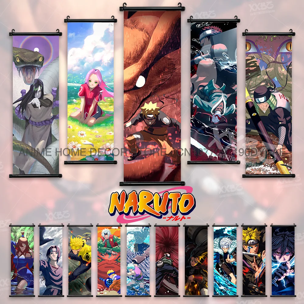 Naruto Poster Senjyu Hashiram Hängende Malerei Tobirama Wandkunst Sarutobi Hiruzen Anime Scrolls Bild Namikaze Minato Dekor – Detail 1