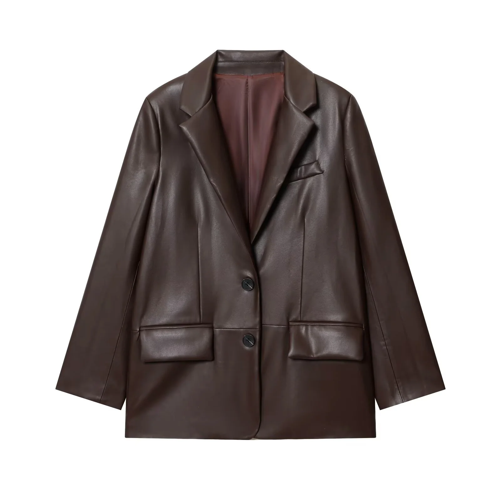 Veste de costume en simili cuir pour femme, rétro, décontractée, mode, tempérament, simple, droite, nouvelle collection automne