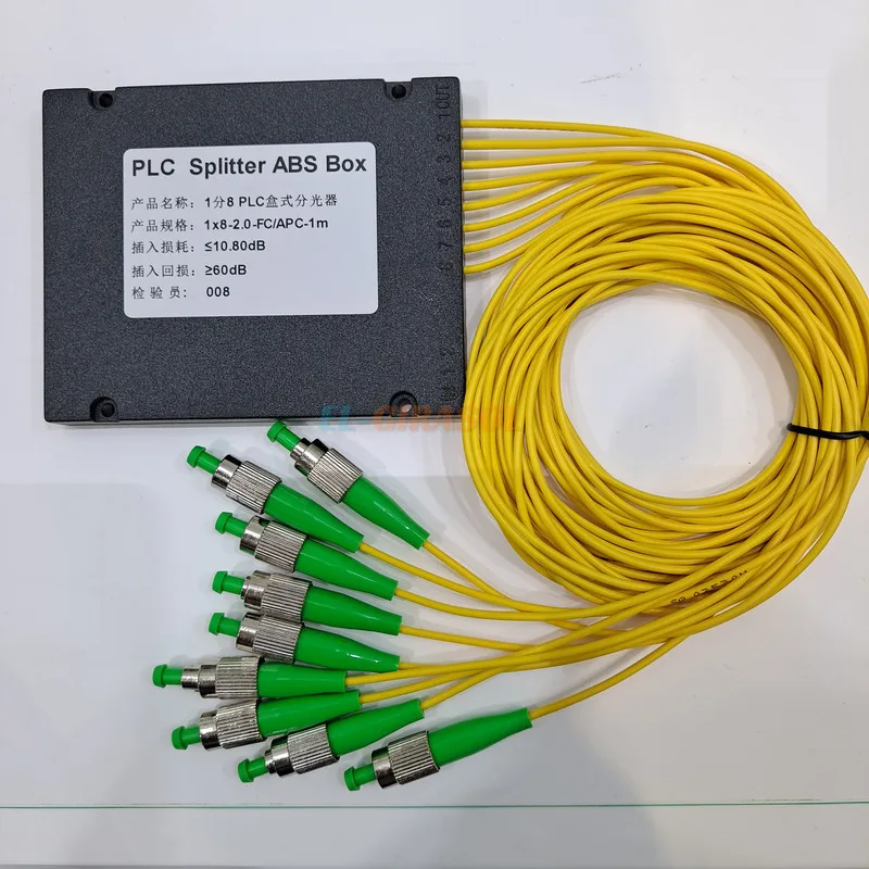 FC/APC 1X8 PLC Fiber Optical Single Mode FC APC Connector 1*8 Planar Lightwave Circuit ABS Optic Splitter Box FTTH