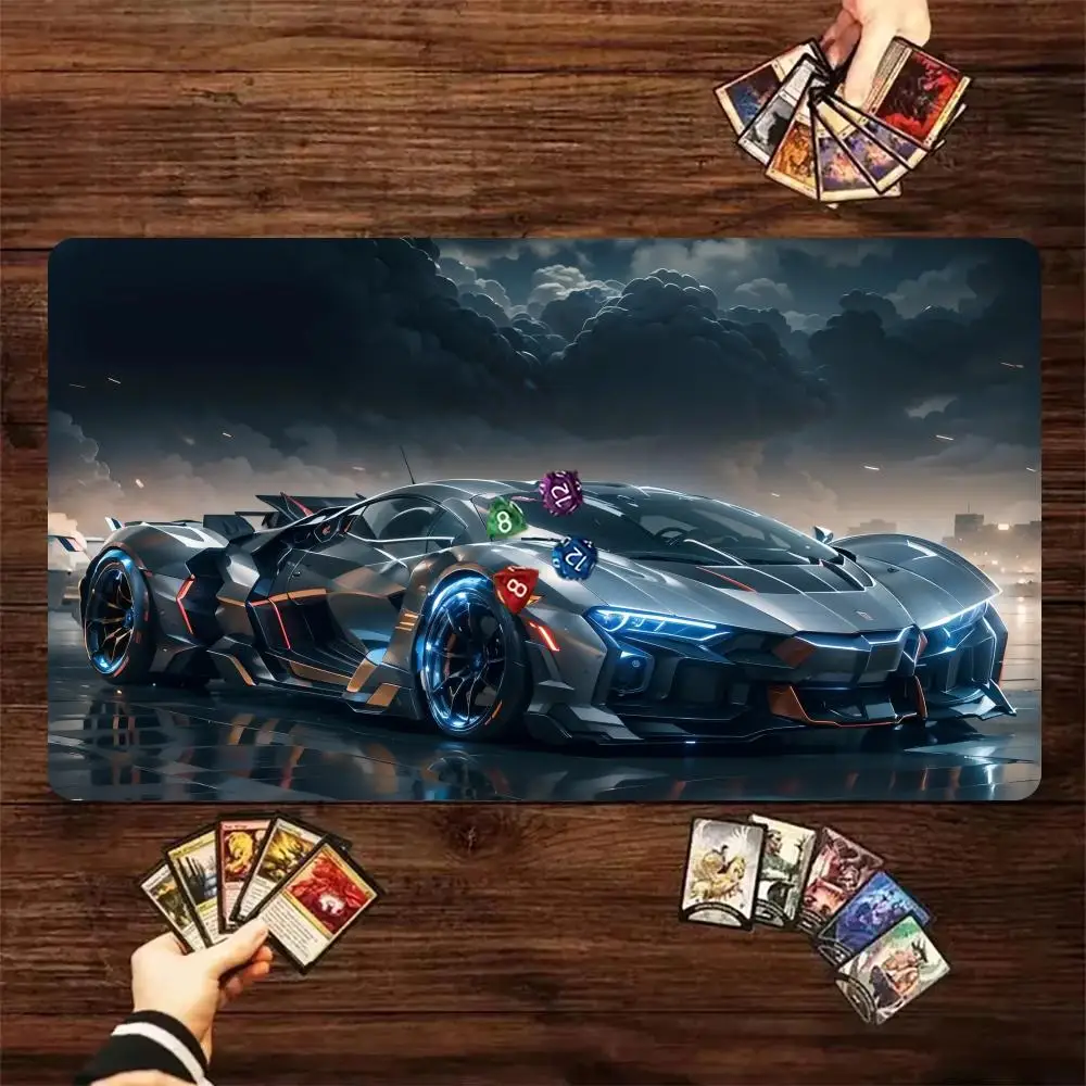Sci-Fi Supercar Racing Gaming Mouse Pad Card TCG Playmat Anti-Slip Rubber Deskmat Office Desk Accessories Stitched Edges GameMat