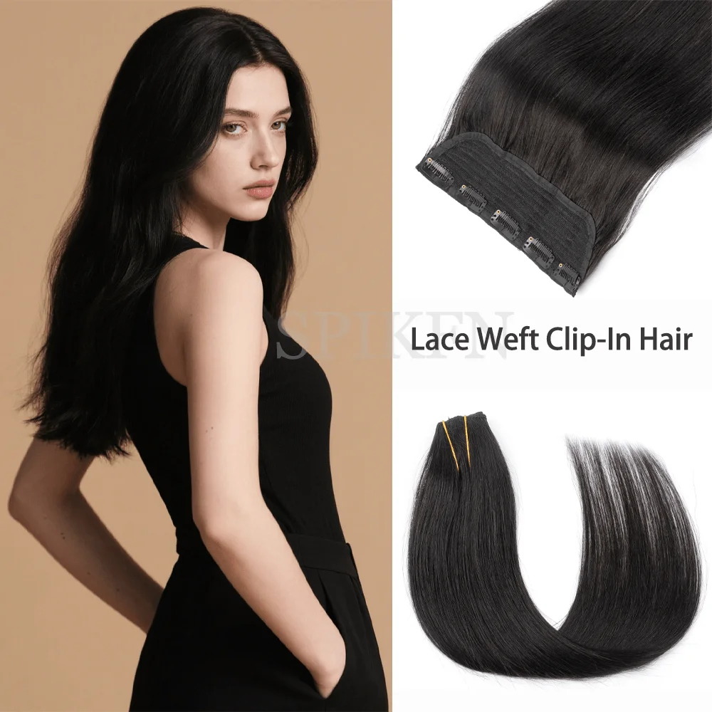 

Natural Black Clip In Virgin Human Hair Extensions 40g-50g Brazilian Clip Hair 5 Clips On Weft Natural Color Lace Clip Ins