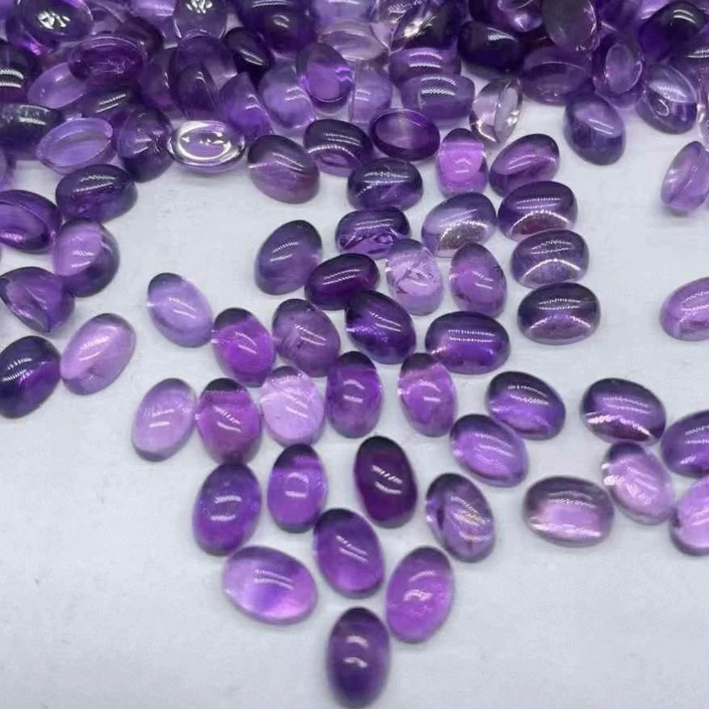 

50PCS Natural Amethyst Oval Cabochon Cut Crystal