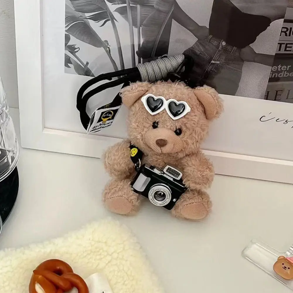 New Camera Plush Bear Pendant Sunglasses Panda Doll Keychain Sweater Creative Stuffed Toys Bag Pendant Gifts