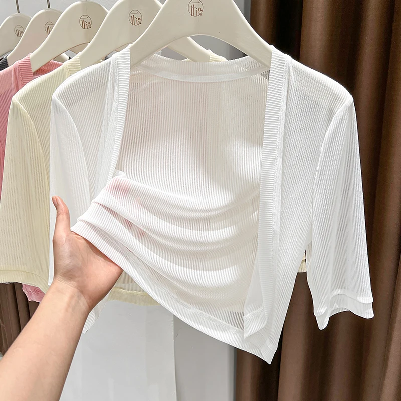 

Super beautiful ice silk mesh shawl female cardigan outer wear high-end with skirt 2025 new thin sunscreen short sleeve