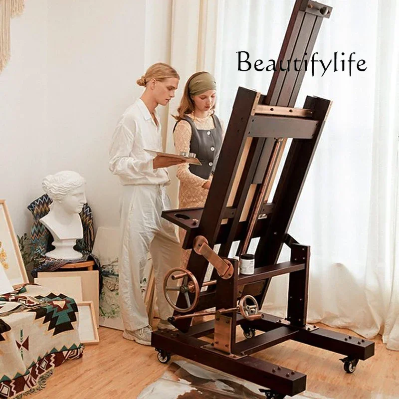 Imported Beech Big Mac Oil Painting Easel Wooden Display Stand Drawing Board Adjustment Flat Dual-Use