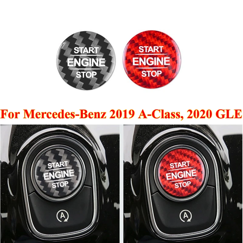 

1PCS Carbon Fiber Engine Start Stop Button Cover for Mercedes-Benz 2019 A-Class, 2020 GLE，Car Interior Accessories