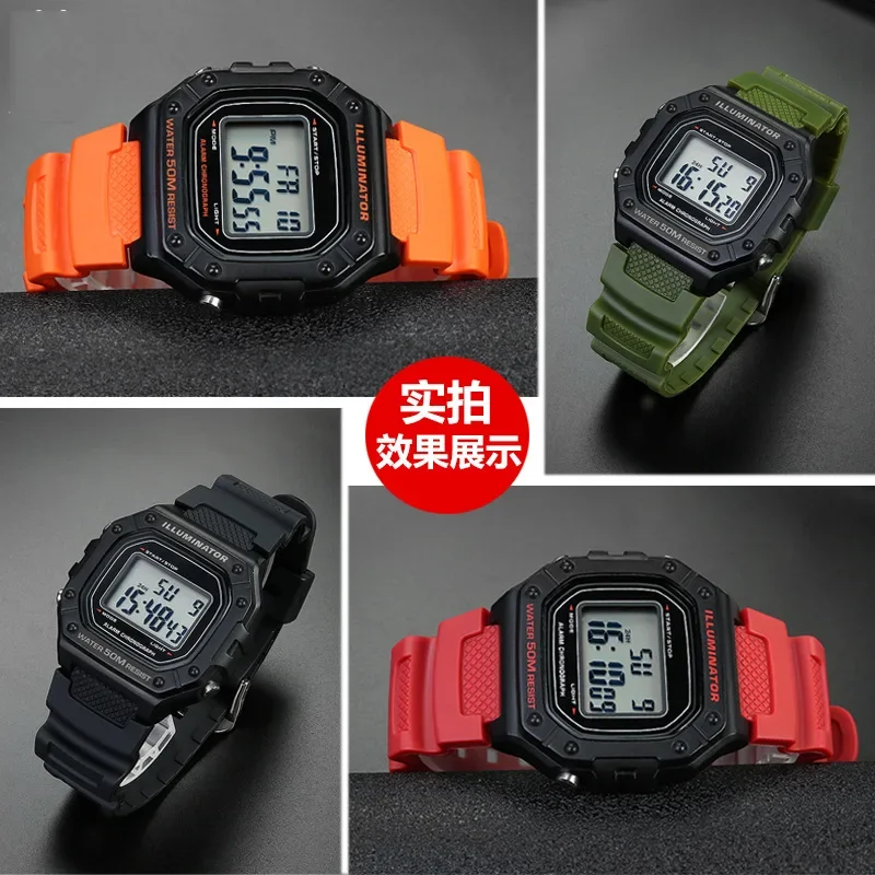 Watch strap accessories are suitable for Casio Watch W-218h / F-108 AE1200 / 1000 / 1300 resin silicone watch strap 18mm