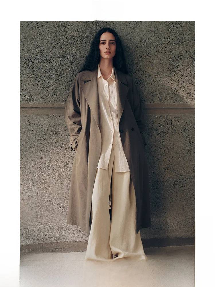 

Женское весеннее пальто оверсайз из шерсти, шелка и хлопка с бархатным эффектом, универсальное, в британском стиле