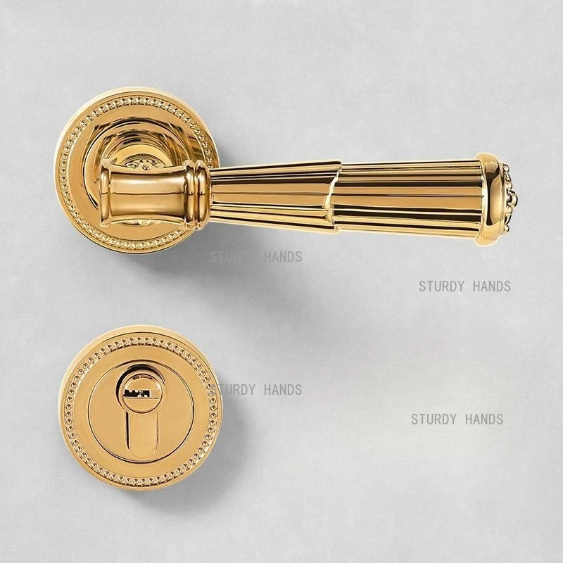 

1 комплект бесшумного замка для двери спальни из французского цинкового сплава с золотым покрытием, современный и простой, для домашнего использования, раздельный замок для межкомнатных дверей