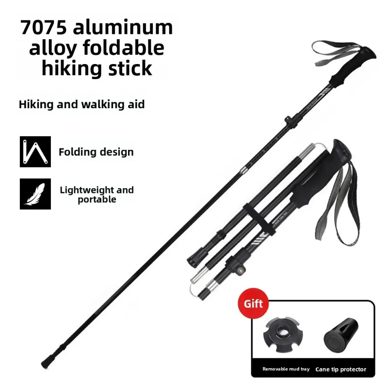 5-Section Foldable Trekking Poles Made of 7075 Aluminum Alloy, Anti-Slip Hiking Sticks for Backpacking & Mountain Walking
