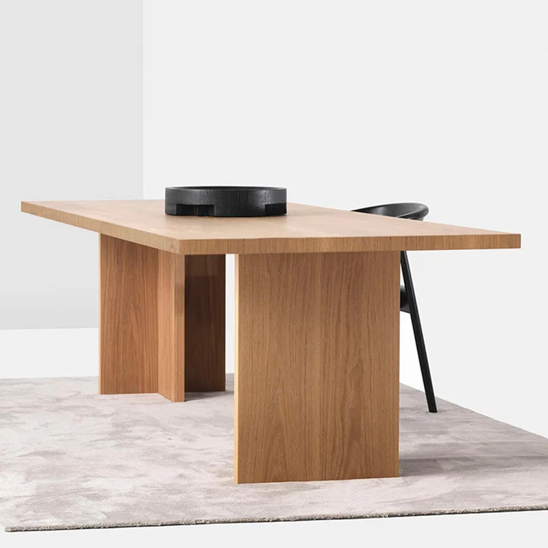 Nordic solid wood dining table wabi wind simple log desk rectangular designer long table household small apartment