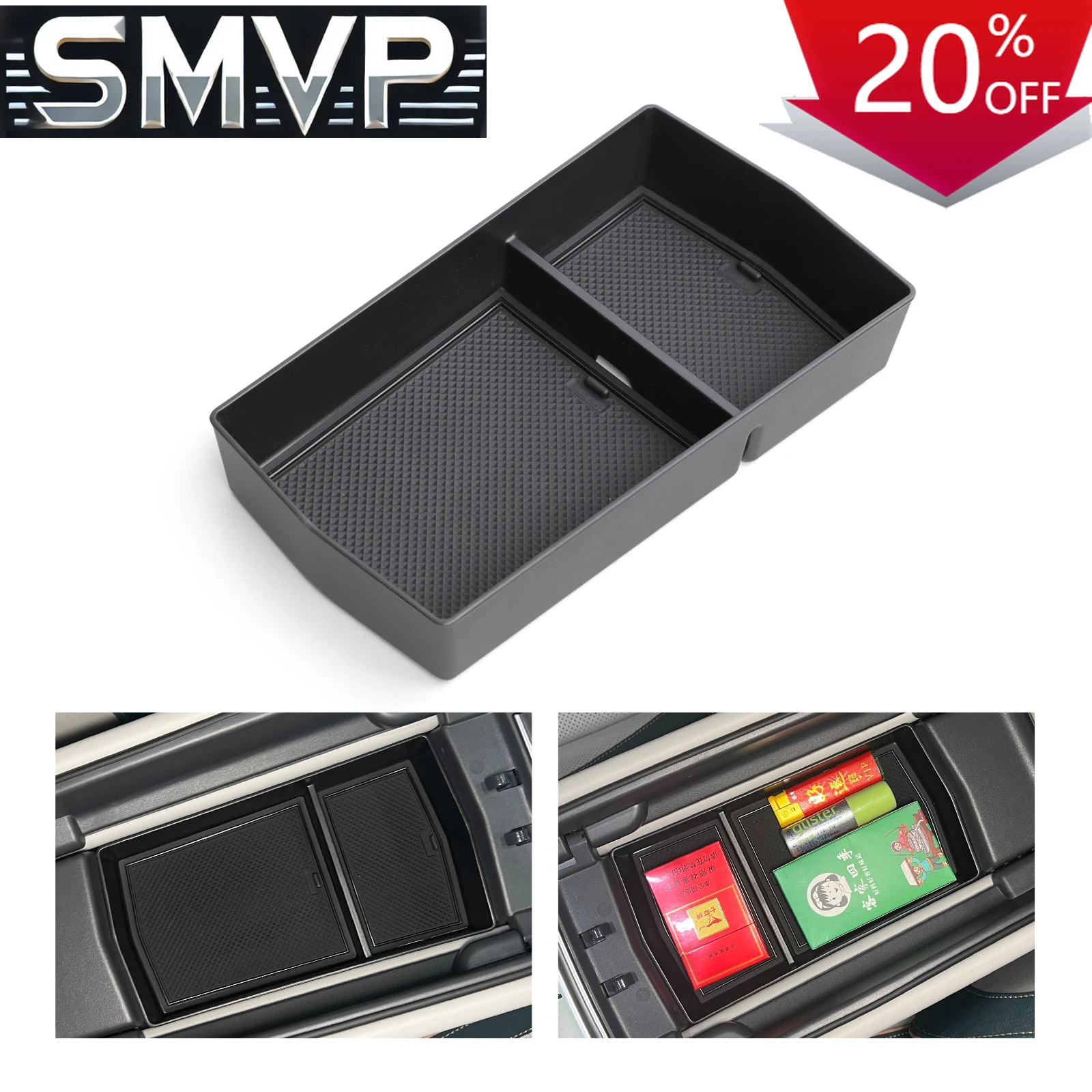 

Fit For Center Console Armrest Storage Box VW ID.7 ID7 Car Central Tray Organizer Accessories Tidying Black