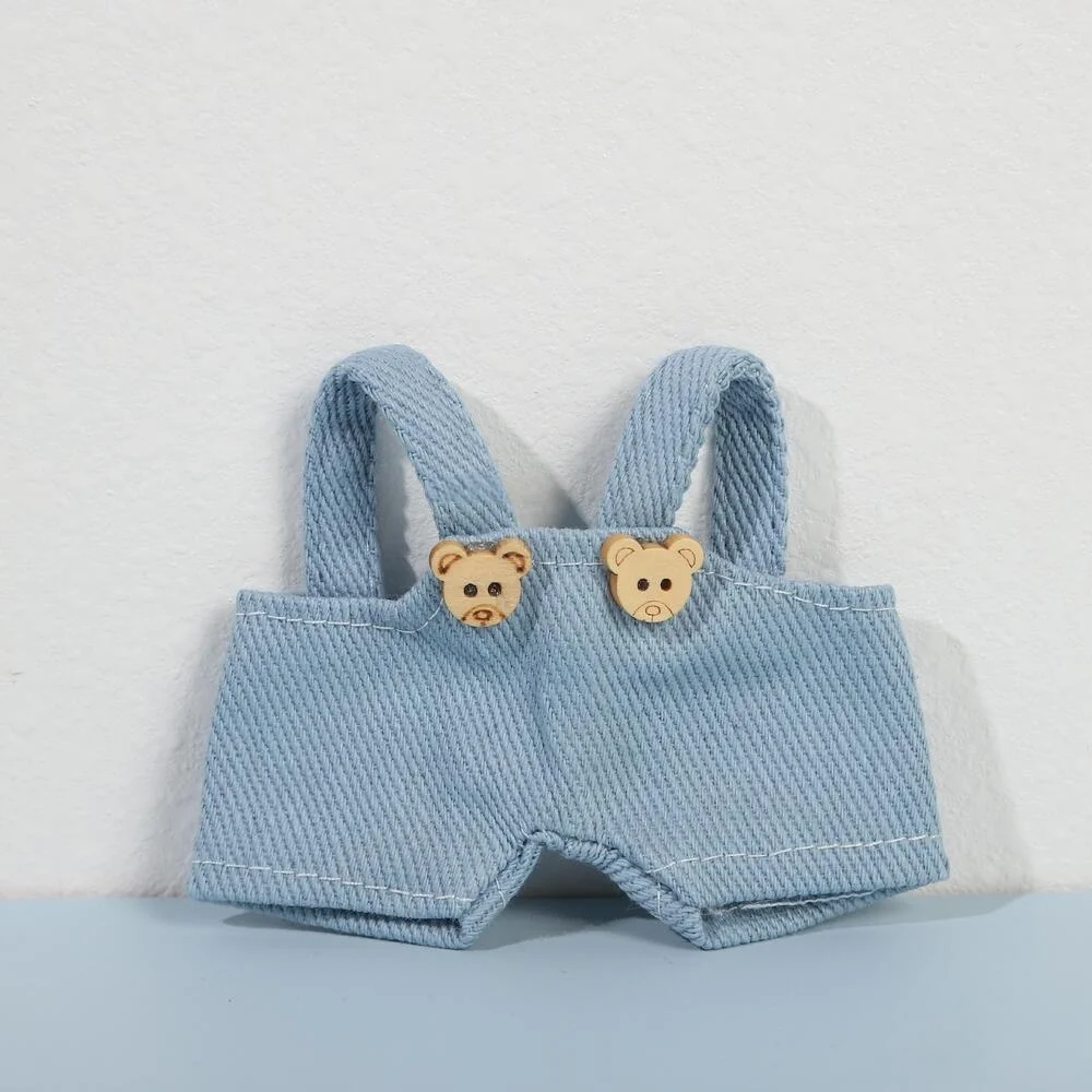 Cotton Doll Denim Overalls Labubu Clothes 14-17cm Plush Doll Solid Color Pants Dress Up Accessories DIY Toys