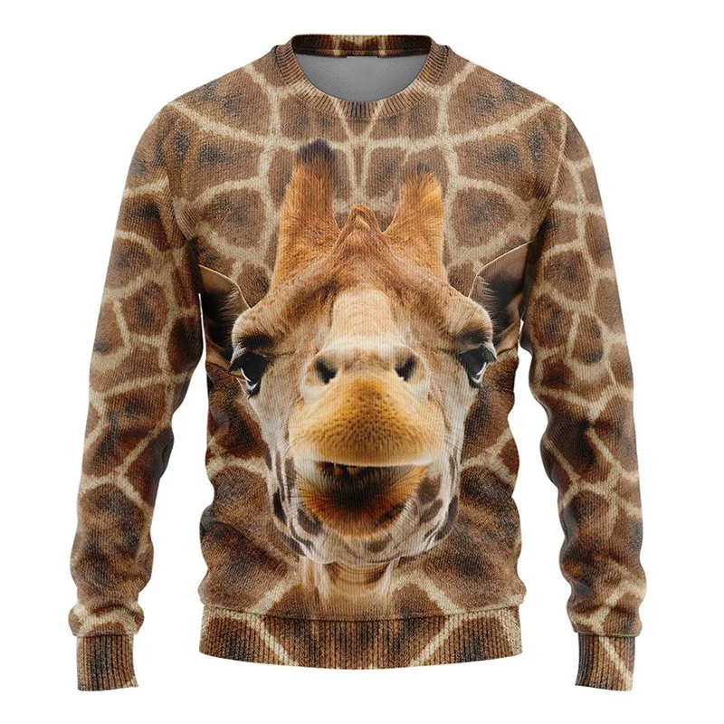 New Autumn 3D Cute Animals Giraffe Dog Owl Gorilla Printing Sweatshirts For Men Children Fashion Funny Streetwear Pullovers Tops