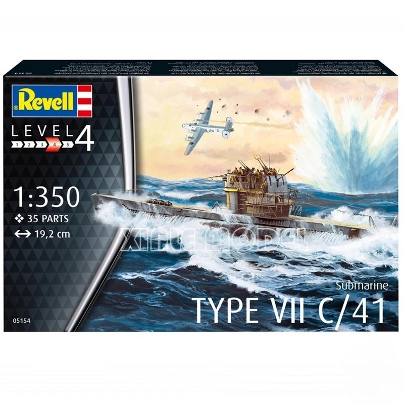 

Revell Model 1/350 Ship Kit 05154 VIIC/41 Submarine for Military Toy Model Hobby Collection