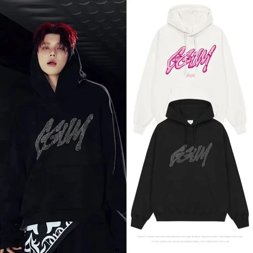 KPOP ins 2026 neuer STIL YEONJUN GGUM Print Kapuzenpullover für Damen, Lost in Space Hoodie, Rundhals, lockerer, WARMER Pullover, OVERSIZE-KLEIDUNG