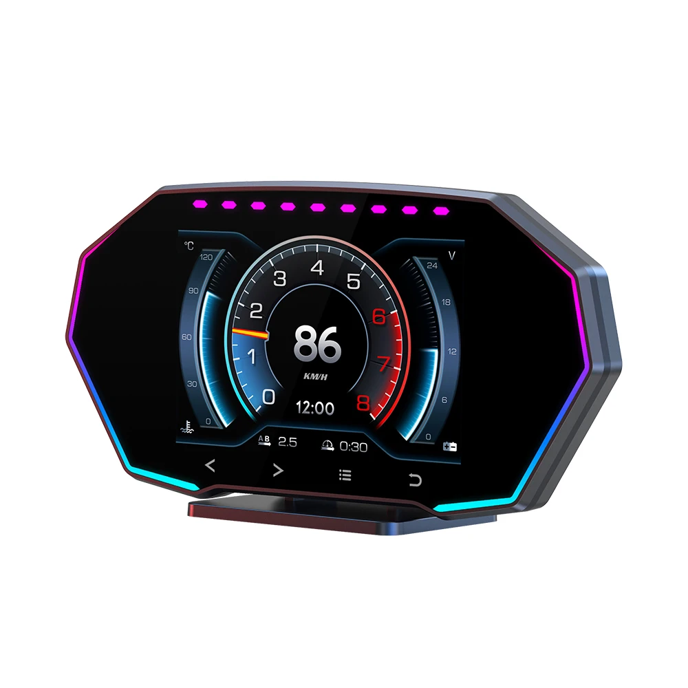 F11 Pro Car OBD2 Gauge Head up Display 4-inch LED Touch Button GPS Speedometer with Type-C Connection