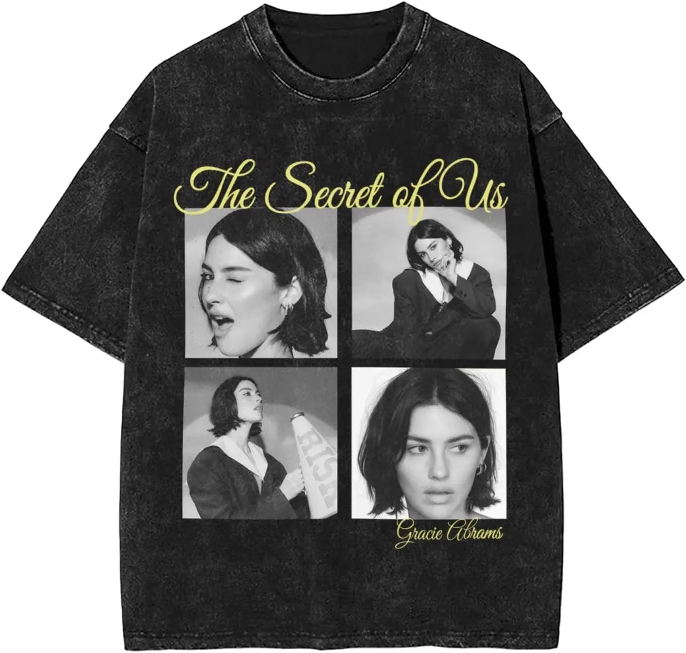 

Gracie Abrams Vintage Shirt Mens Womens Oversized T Shirts Washed Short Sleeve Graphic Tees Crew T-Shirt Breathable Unisex Top