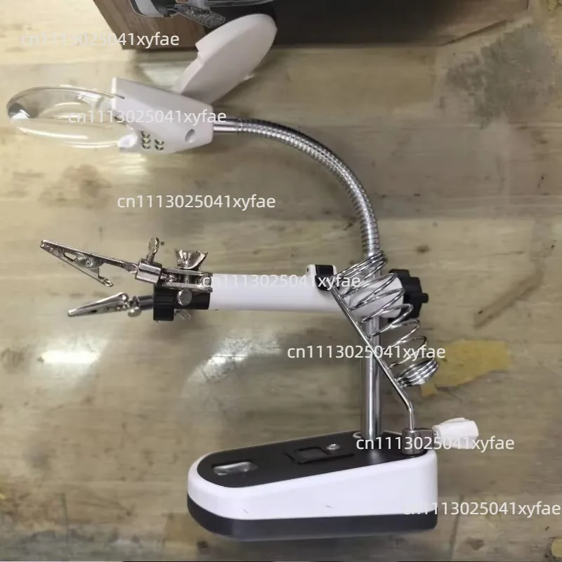 3.5/10X Stand Helping Hand Soldering Magnifier Auxiliary Clip Repairing Magnifying Glass with LED Lights Optical Lens Loupe