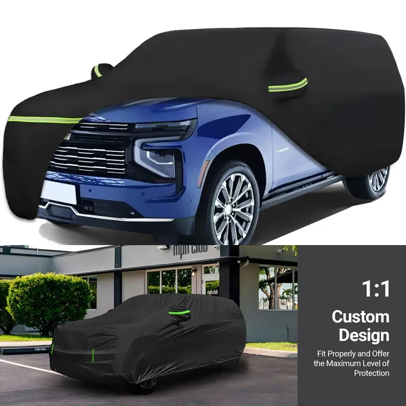 

Car Covers For 2007-2024 Chevrolet Tahoe Heavy Duty Waterproof Sun Rain UV Dust Snow Protection Outdoor Cover with Zipper Door