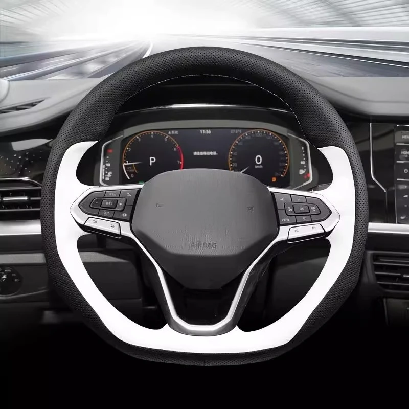 ل VW Volkswagen ID.3 ID.6 ID.4 X Magotan 2024 الجلود اليد مخيط غطاء عجلة القيادة التفاف اكسسوارات السيارات الداخلية #2
