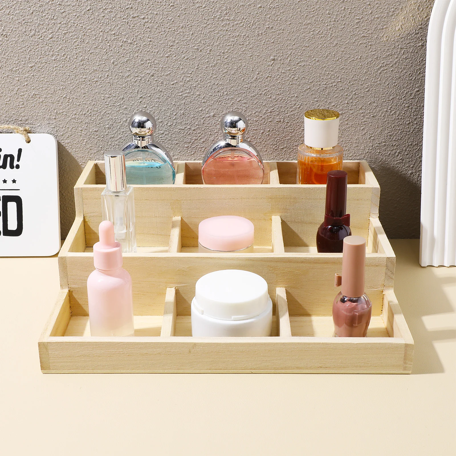 กล่องเก็บเครื่องประดับหลายชั้นไม้ Sectioned Organizer ปลอดภัยทนทานสวมใส่ทนทานใช้เวลานานเดสก์ท็อปคงที่