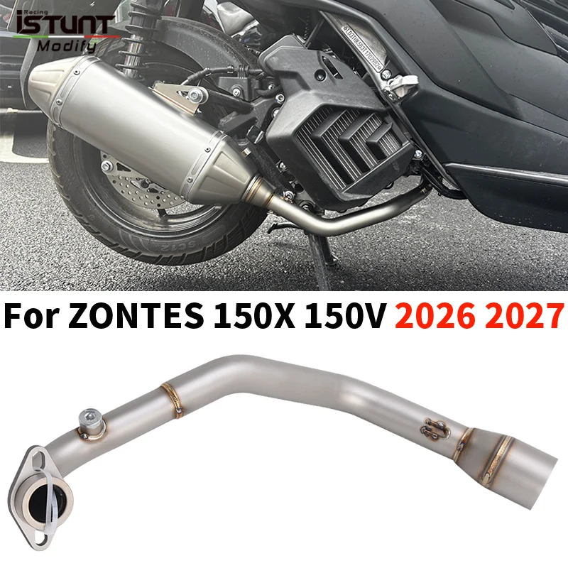 

Slip On For ZONTES 150 X V 150X 150 V 2026 2027 Motorcycle Exhaust System Escape Moto Stainless Steel Front Link Pipe 50.8mm