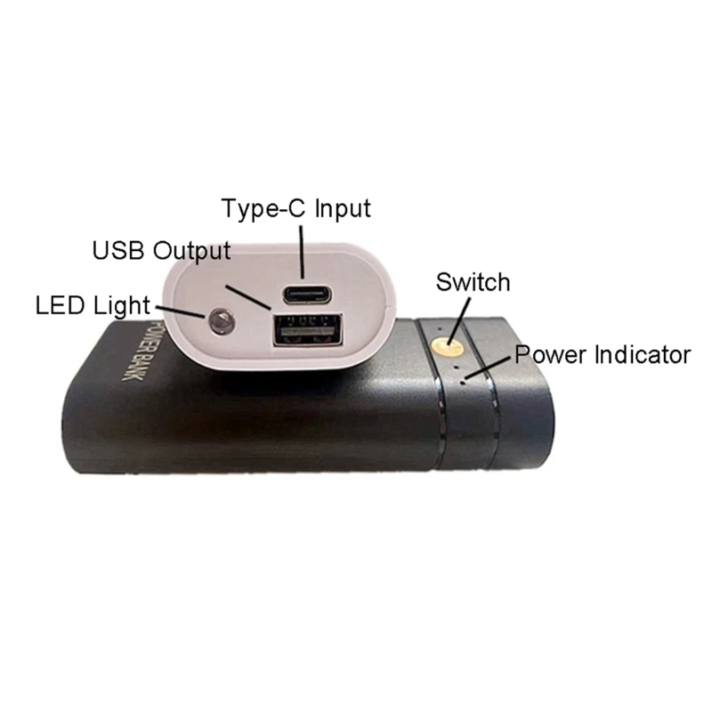 Battery-Charger-Case Portable DIY Power Bank Box with Indicator 2.1A5V Input&Output  2x18650 Battery Case Black-/White