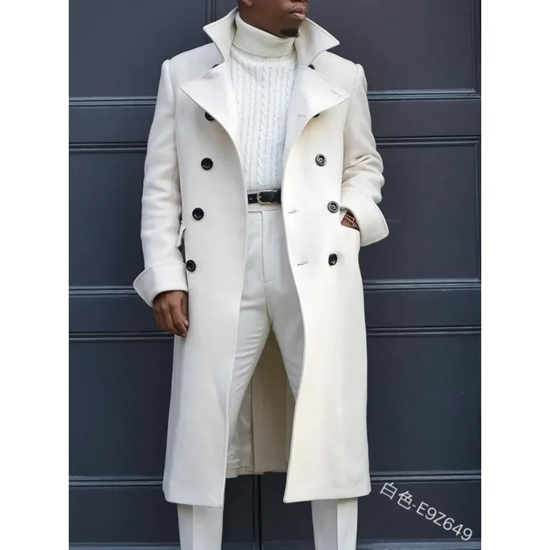 2024 Herfst Winter Nieuwe Herenmode Britse Baggy Jas Halflange Trenchcoat Casual Dagelijks Comfortabel