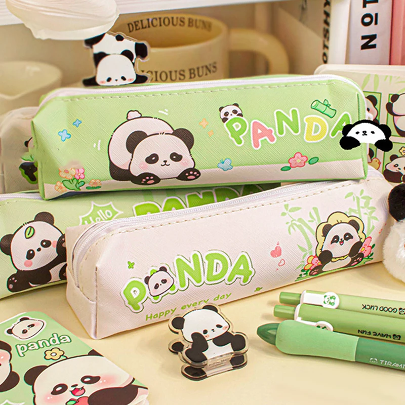 Cartoon Fashion Canvas Capybara Panda Rabbit Pencil Bag Cute Creative Stationery Box Large Capacity Pencil Case School Supplies
