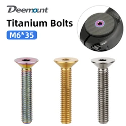 Deemount Bicycle Headset Bolts Titanium M6*35mm CNC Countersunk Head Full Thread MTB BMX Bikes Stem Top Cap Ti Retaining Screw