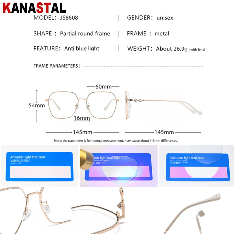 Prescription Reading Glasses Women CR39 Optic Lenses Myopia Eyewear Blue Light Blocking Computer Metal Oversize Eyeglasses Frame