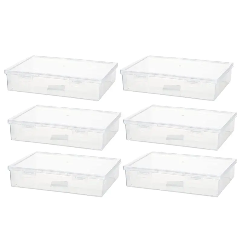 AT63-6 Pcs Plastic Storage Box With Lid Multipurpose Craft Organizer Plastic Containers Clear Pencil Case