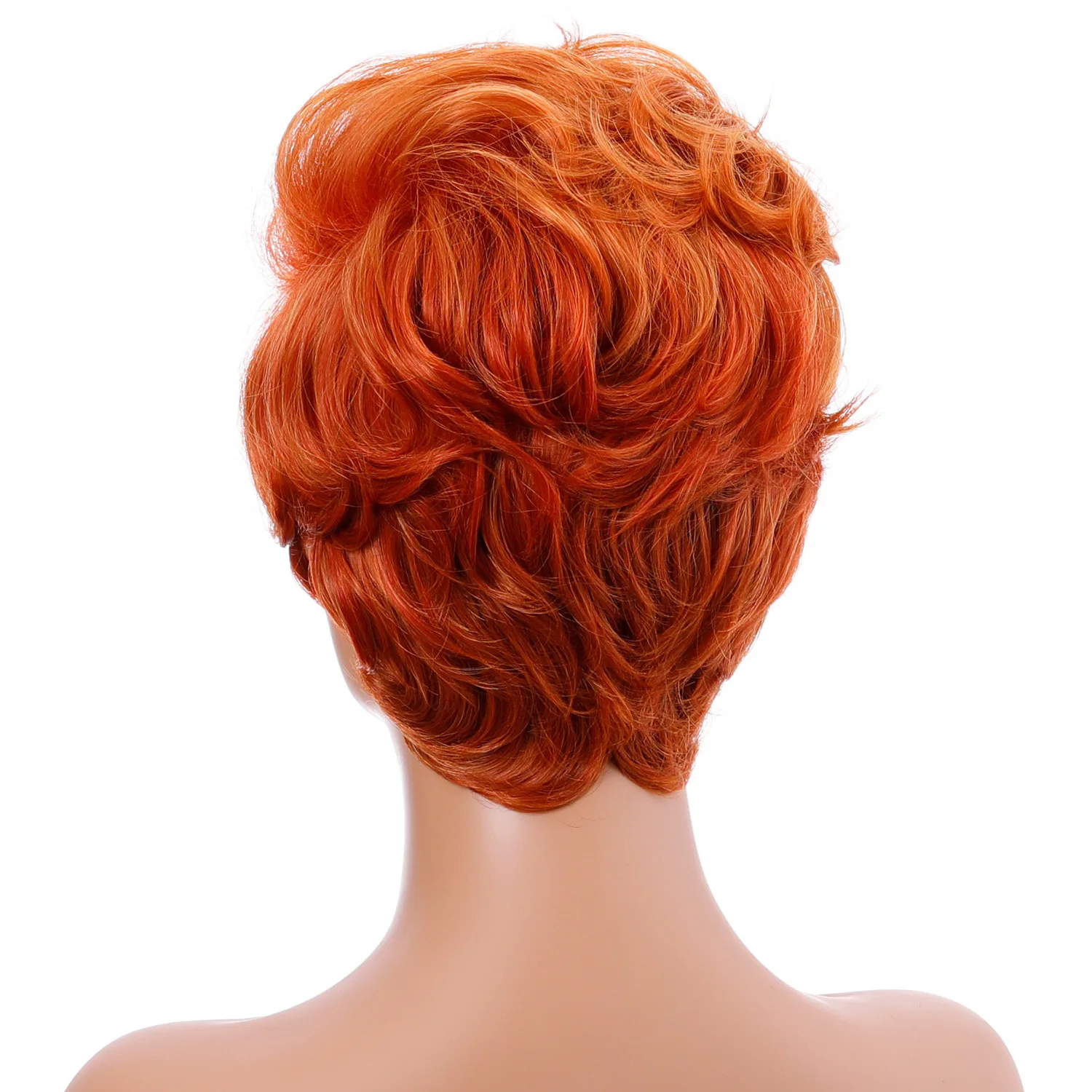 Synthetic Curly Ombre Orange Mixed Tangerine Wig for Women Short Wave Wigs Halloween Punk Costume Party Wig Gifts