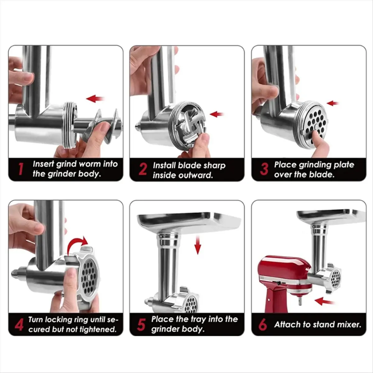 N14R Top 1 Set Kitchen Aid Meat Grinder Attachment Metal Meat Mincer for All and Stand Mixer
