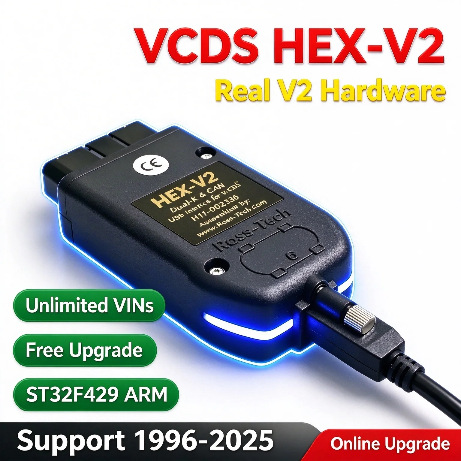 Real HEX V2 Newest V26.3 VAG COM Free Update Multilingual Unlimited Vins For VW/AUDI/Skoda/Seat Car Diagnostic Scanner Cable