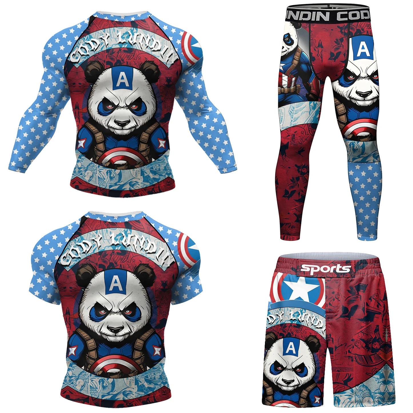 New Surf Sports Rashguard Set Printed Compression Shirt Long Sleeve Shorts Mma Custom Logo Polyester Sublimation Rash Guard Suit