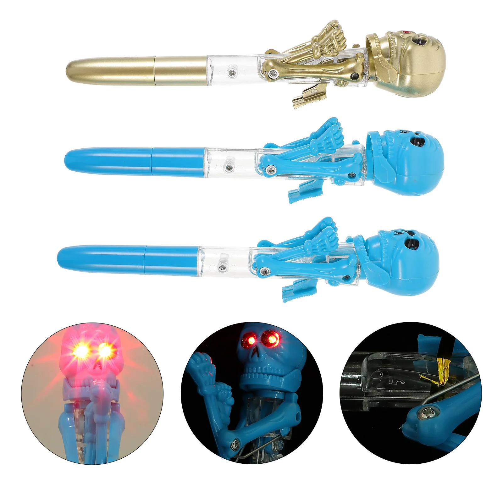 

3Pcs Halloween Ballpoint Pens Skull Pumpkin Glow Dark Pen Classroom Party Student Gift Halloween Ballpoint Pens