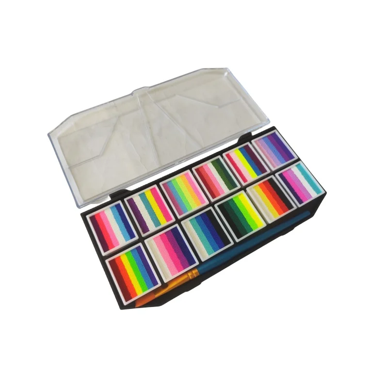 

12 Split Liners Pallet Water Activated body painting Rainbow Colors Hydro Face Paint Palette