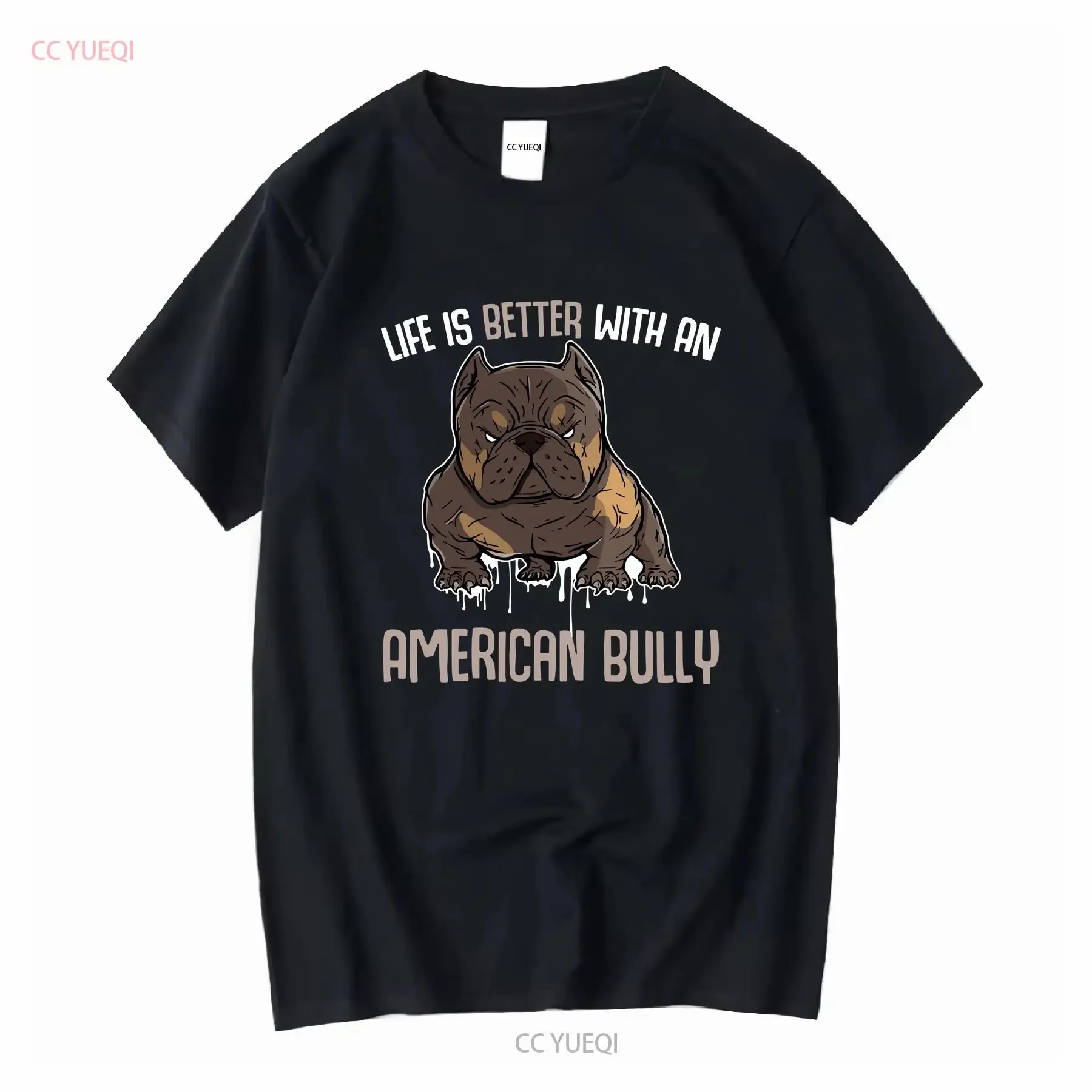 Camiseta American Bully La vida es mejor con un Pitbull papá perro Bullies mangas largas o cortas vintage lavado Unisex suave homme