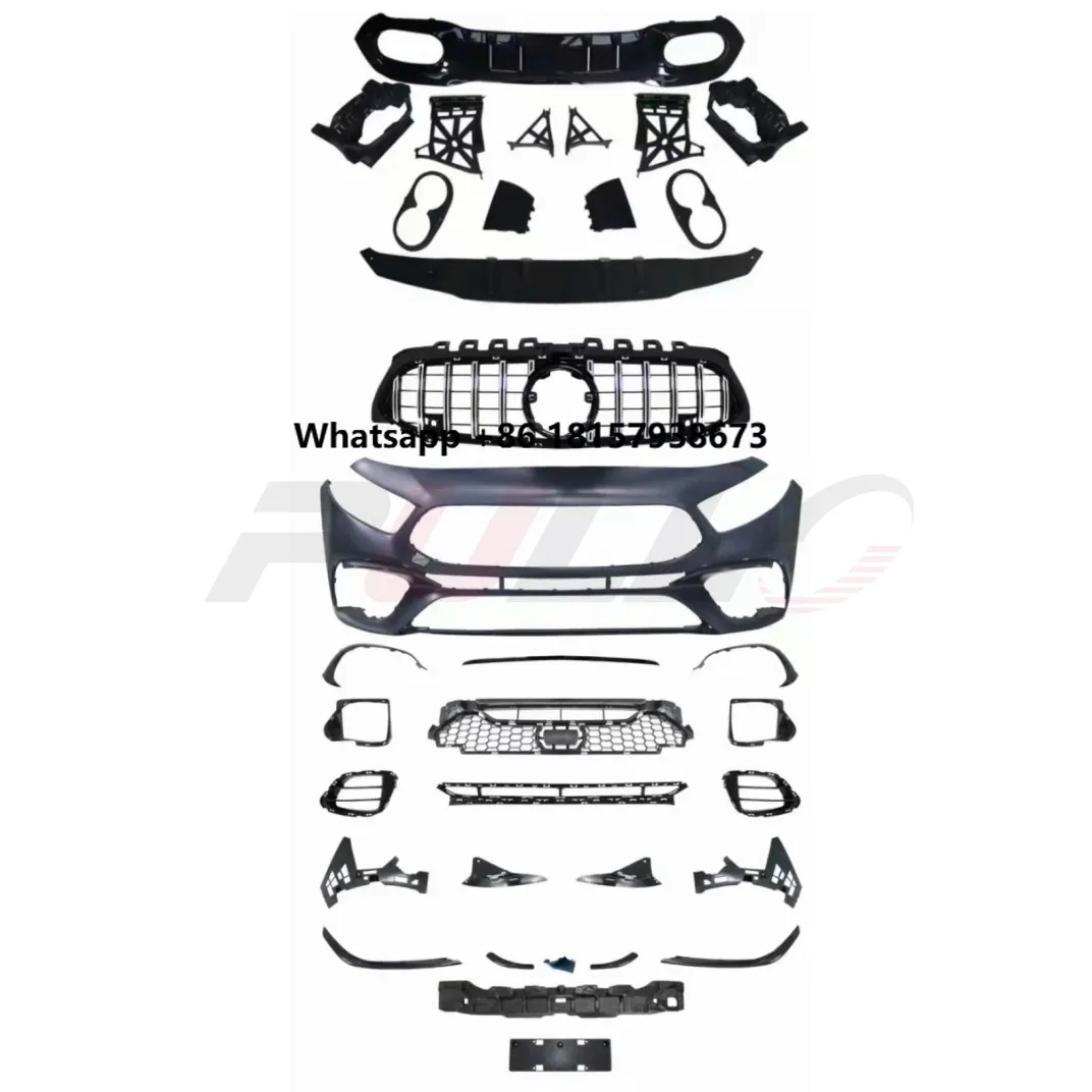 

Suitable for Benz a Class W177 2020-2022 Modified to A45 AMG Style Contain Front Bumper Assembly with Grille and Rear Lip