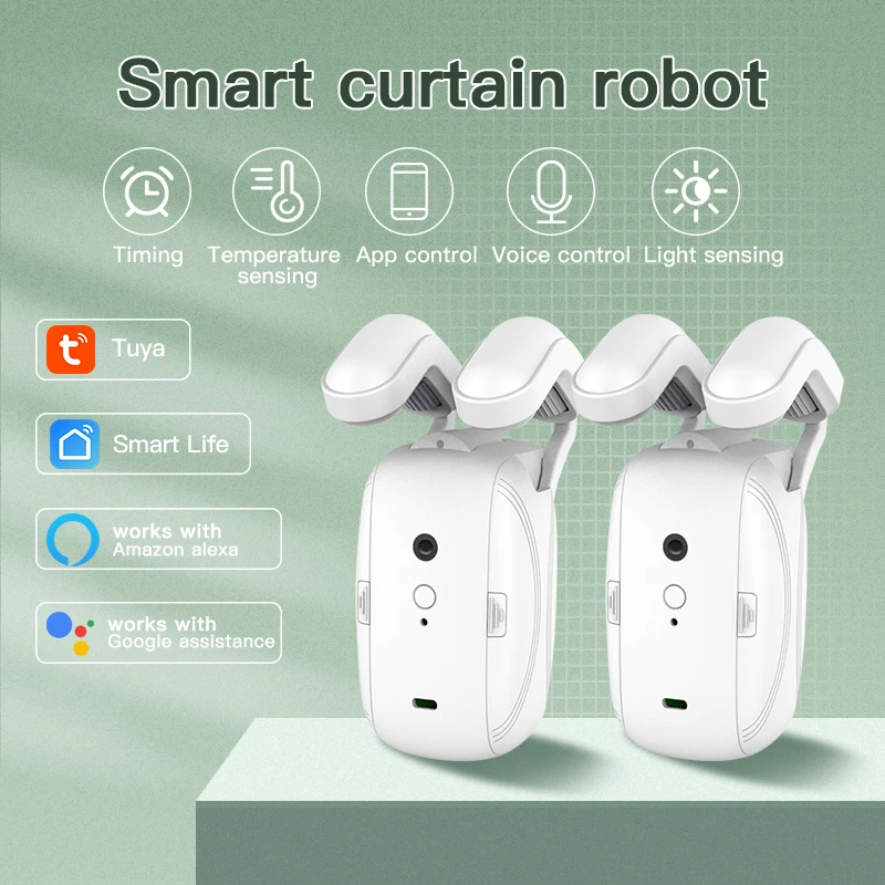 

Tuya BLE Smart Curtain Motor Voice Control Electric Curtain Robot APP Control Timer Settings Compatible With Alexa Google Home