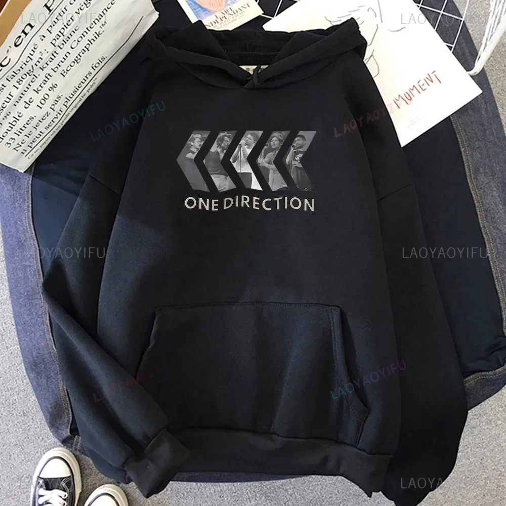 One Directions Band 미적 까마귀 유니섹스 드롭 숄더 스웨트 패션 펑크 의류 Sudaderas 음악 캐주얼 풀오버