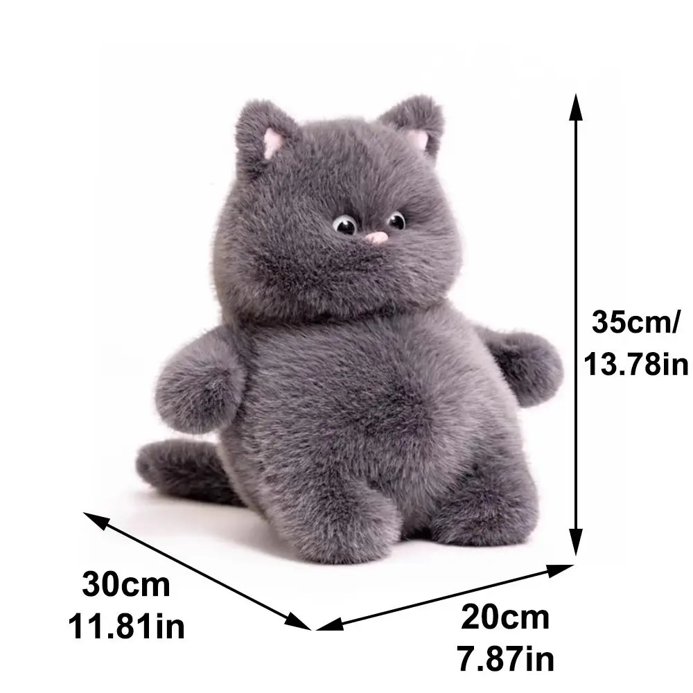 Peluche chat gris gros potelé 35cm, Animal en peluche créatif, oreiller mignon, poupée de chat Super douce