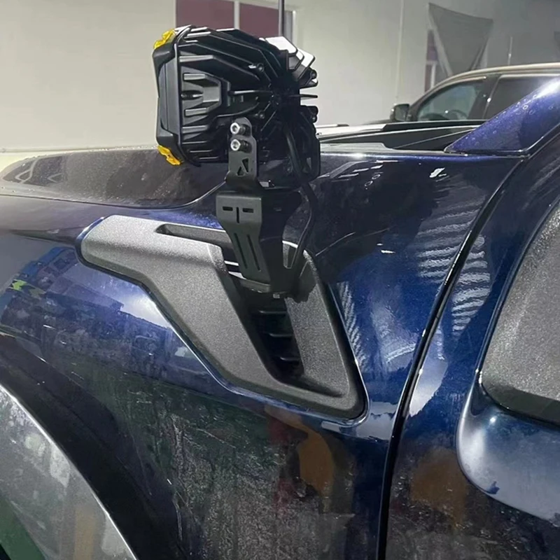 ABHU Front Engine Hood Side Spotlight A-Pillar Mounting Brackets For Ford Raptor 2022-2024 LED Work Light Bracket